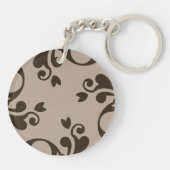 Damask Pattern, Brown Damask, Sweet 16, Birthday Sleutelhanger (Achterkant)