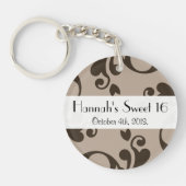 Damask Pattern, Brown Damask, Sweet 16, Birthday Sleutelhanger (Voorkant)