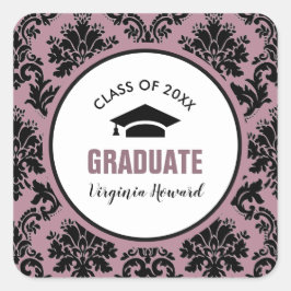 Damask Pattern Custom Afstuderen Vierkante Sticker