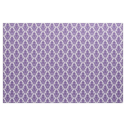 Damask Pattern - Deep Paars op White Stof (Yard (91,4 cm))