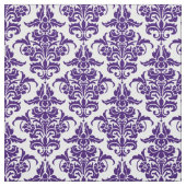 Damask Pattern - Deep Paars op White Stof (Swatch)