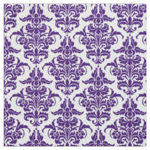 Damask Pattern - Deep Paars op White Stof