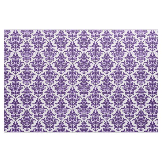 Damask Pattern - Deep Paars op White Stof (Fat Quarter)