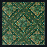 Damask Pattern - Emerald green and gold Acryl Muurkunst<br><div class="desc">Damask Pattern - Emerald green and gold</div>