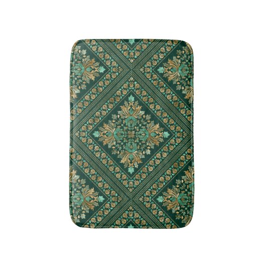  Damask Pattern - Emerald green and gold Badmat (Voorkant Verticaal)