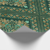Damask Pattern - Emerald green and gold Cadeaupapier (Hoek)