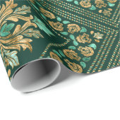 Damask Pattern - Emerald green and gold Cadeaupapier (Rol Hoek)