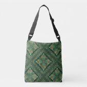  Damask Pattern - Emerald green and gold Crossbody Tas (Voorkant)