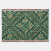 Damask Pattern - Emerald green and gold Deken (Voorkant)
