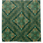 Damask Pattern - Emerald green and gold Douchegordijn (Voorkant)