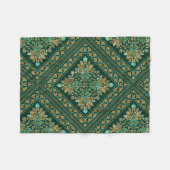 Damask Pattern - Emerald green and gold Fleece Deken (Voorkant (Horizontaal))