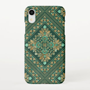  Damask Pattern - Emerald green and gold iPhone Hoesje