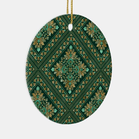  Damask Pattern - Emerald green and gold Keramisch Ornament (Rechts)