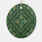  Damask Pattern - Emerald green and gold Keramisch Ornament (Links)