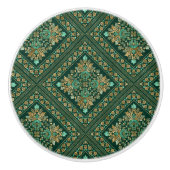  Damask Pattern - Emerald green and gold Keramische Knop (Voorkant)