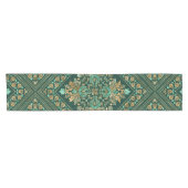  Damask Pattern - Emerald green and gold Korte Tafelloper (Horizontaal)