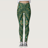  Damask Pattern - Emerald green and gold Leggings (Voorkant)