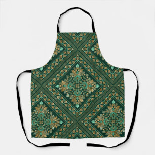  Damask Pattern - Emerald green and gold Schort