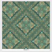  Damask Pattern - Emerald green and gold Sticker (Vel)