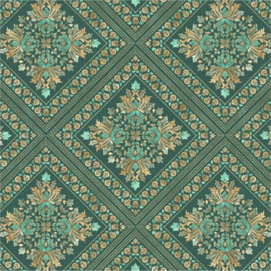 Damask Pattern - Emerald green and gold Sticker (Voorkant)