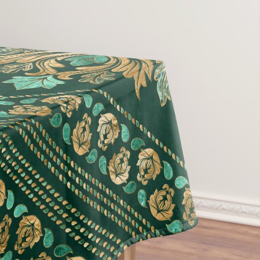Damask Pattern - Emerald green and gold Tafelkleed (Voorbeeld)