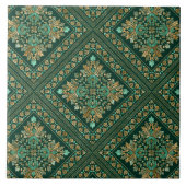 Damask Pattern - Emerald green and gold Tegeltje (Voorkant)