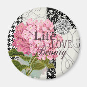 Damask Pattern Floral Decor Love Life Magneet (Voorkant)