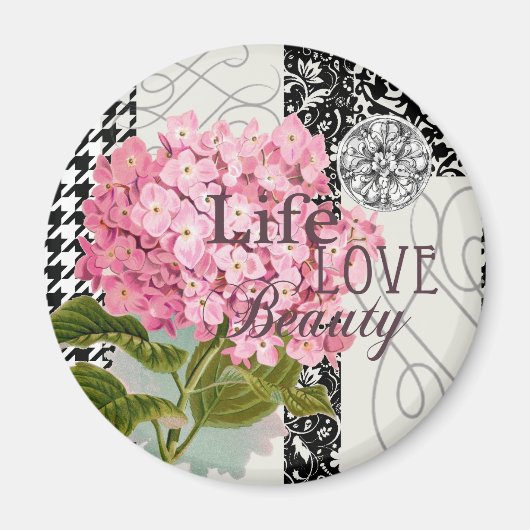 Damask Pattern Floral Decor Love Life Magneet (Voorkant)