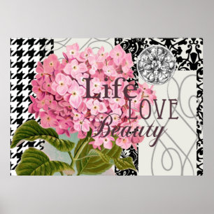 Damask Pattern Floral Decor Love Life Poster