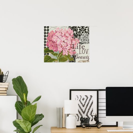 Damask Pattern Floral Decor Love Life Poster (Thuiskantoor)