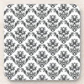 Damask Pattern, French Damask, Black and White Bier Onderzetter (Voorkant)