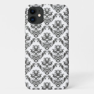Damask Pattern, French Damask, Black and White iPhone 11 Hoesje