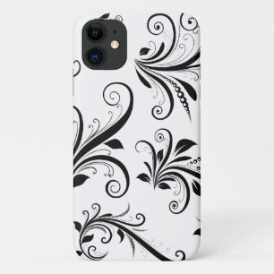 Damask Pattern, French Damask, Black and White iPhone 11 Hoesje