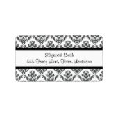 Damask Pattern, French Damask, Black and White Etiket (Voorkant)
