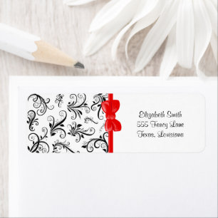 Damask Pattern, French Damask, Black and White Etiket