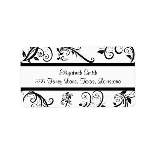 Damask Pattern, French Damask, Black and White Etiket (Voorkant)