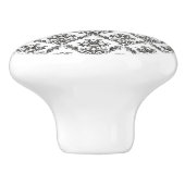 Damask Pattern, French Damask, Black and White Keramische Knop (Zijkant)