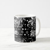 Damask Pattern, French Damask, Black and White Koffiemok (Voorkant rechts)
