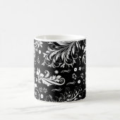 Damask Pattern, French Damask, Black and White Koffiemok (Center)