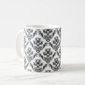 Damask Pattern, French Damask, Black and White Koffiemok (Voorkant links)