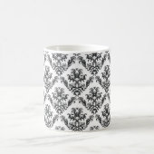 Damask Pattern, French Damask, Black and White Koffiemok (Center)