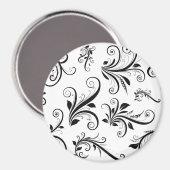 Damask Pattern, French Damask, Black and White Magneet (Voorkant / Achterkant)