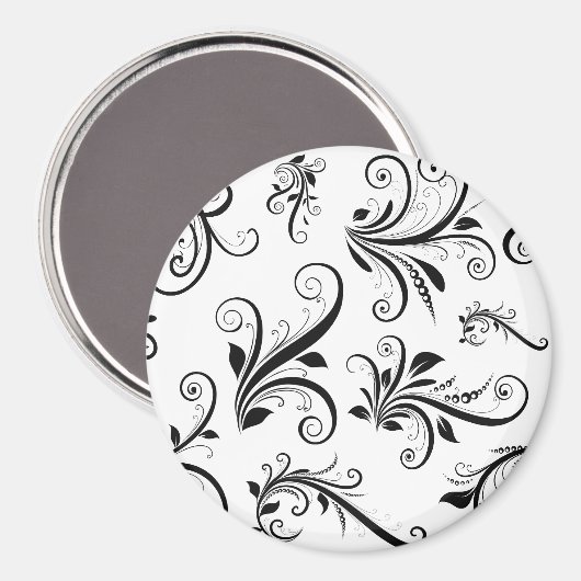 Damask Pattern, French Damask, Black and White Magneet (Voorkant / Achterkant)