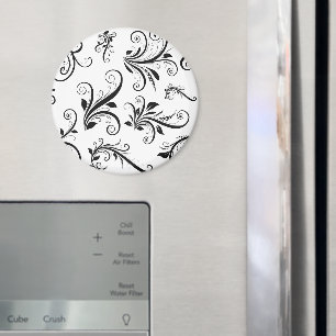 Damask Pattern, French Damask, Black and White Magneet