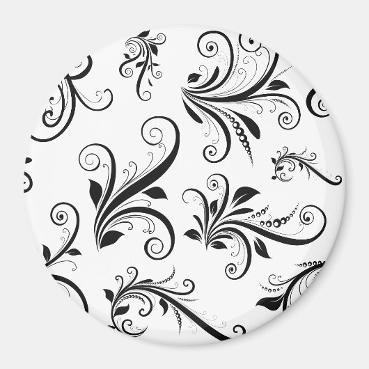 Damask Pattern, French Damask, Black and White Magneet (Voorkant)