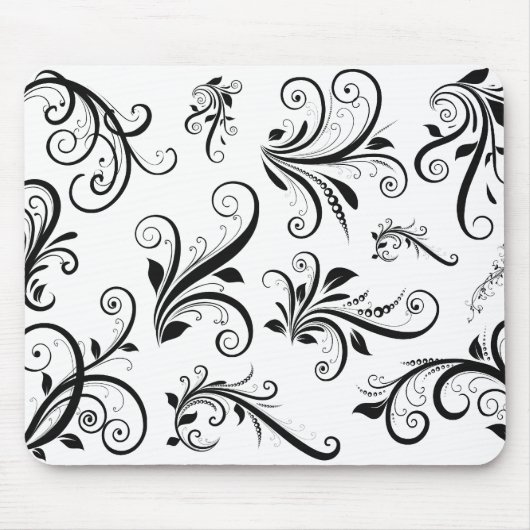 Damask Pattern, French Damask, Black and White Muismat (Voorkant)