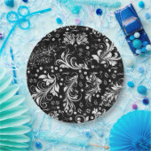 Damask Pattern, French Damask, Black and White Papieren Bordje (Feest)