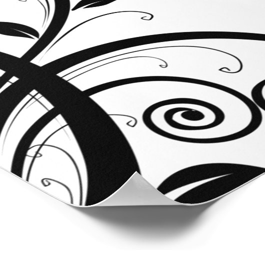 Damask Pattern, French Damask, Black and White Poster (Hoek)