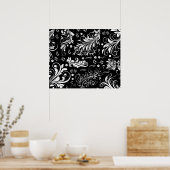 Damask Pattern, French Damask, Black and White Poster (Keuken)