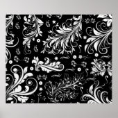 Damask Pattern, French Damask, Black and White Poster (Voorkant)